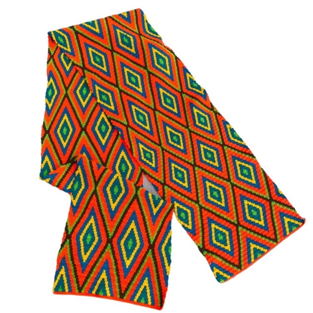 Handcrafted Orange Blue Yellow Diamond
Pattern Woven Weave Table Runner